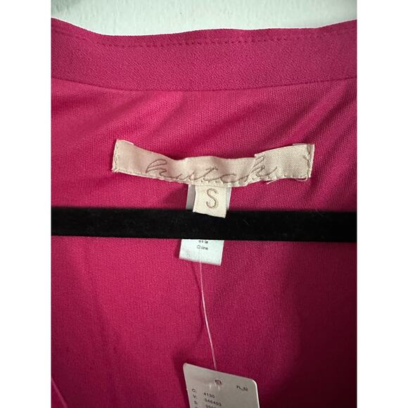 Hutch Anthropologie Rhinestone V-Neck T-Shirt Mini Dress Fuschia Pink - S - NWT - Picture 6 of 7